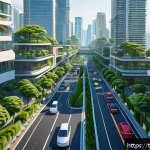 Home 19 PC 시뮬레이션게임 추천 - A vibrant city-building simulation scene showcasing a sprawling modern metropolis with intricately d...